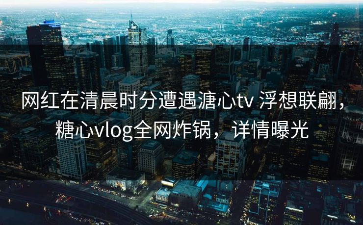 网红在清晨时分遭遇溏心tv 浮想联翩，糖心vlog全网炸锅，详情曝光