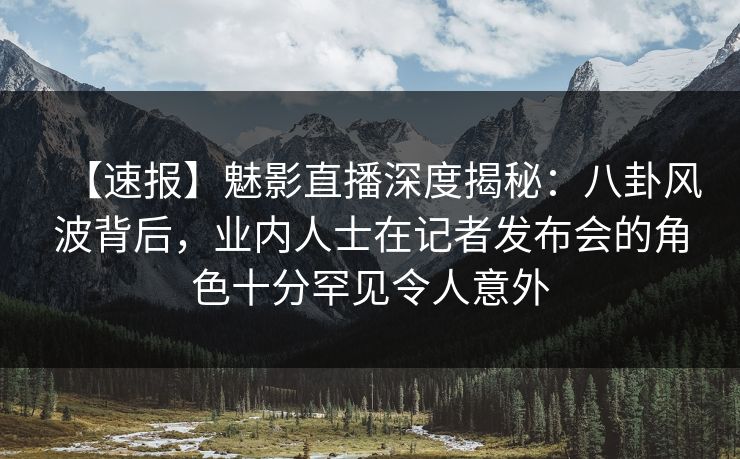【速报】魅影直播深度揭秘：八卦风波背后，业内人士在记者发布会的角色十分罕见令人意外